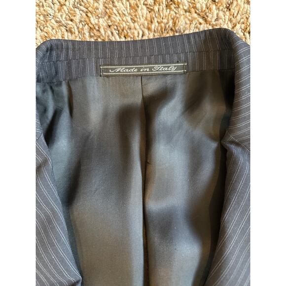 Men's Ermenegildo Zegna 100% Wool Italian Suit Navy Stripe Pleated 40R 32x30 - Picture 6 of 13